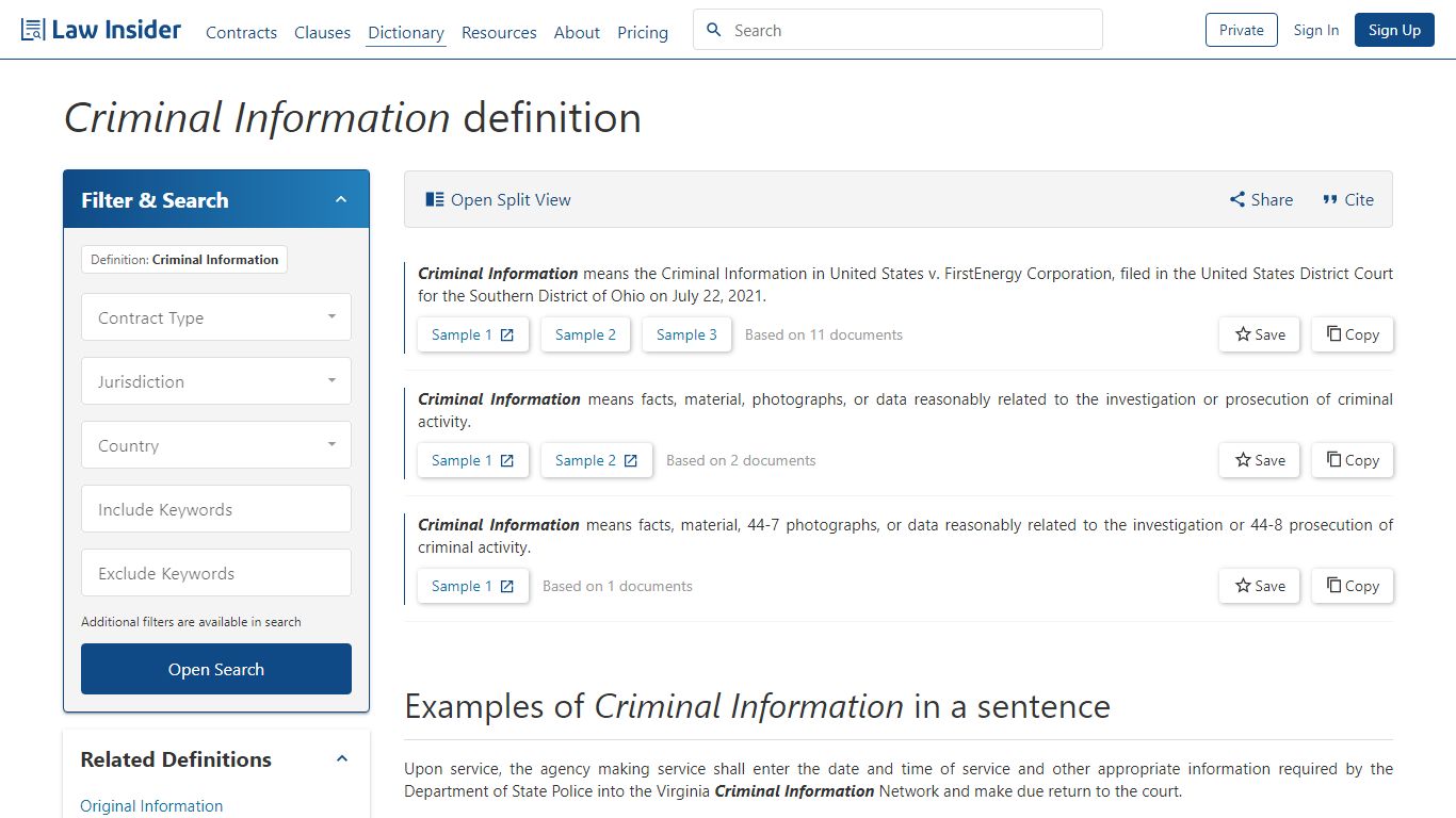 Criminal Information Definition | Law Insider